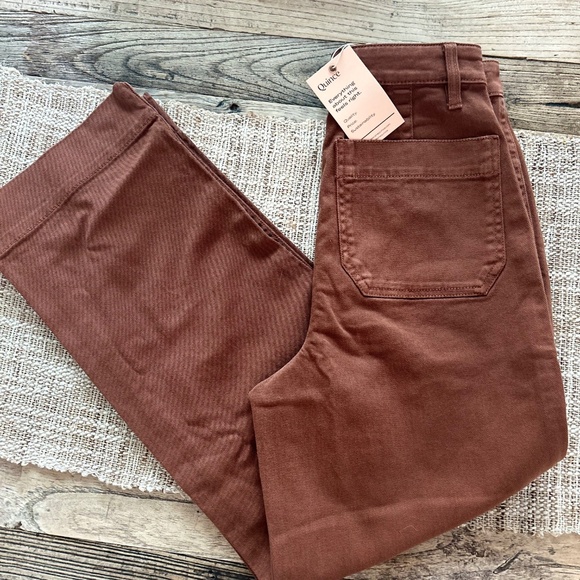 🏵️NWT - QUINCE ORGANIC STRETCH COTTON TWILL WIDE-LED CROP PANTS🏵️ - Picture 2 of 15
